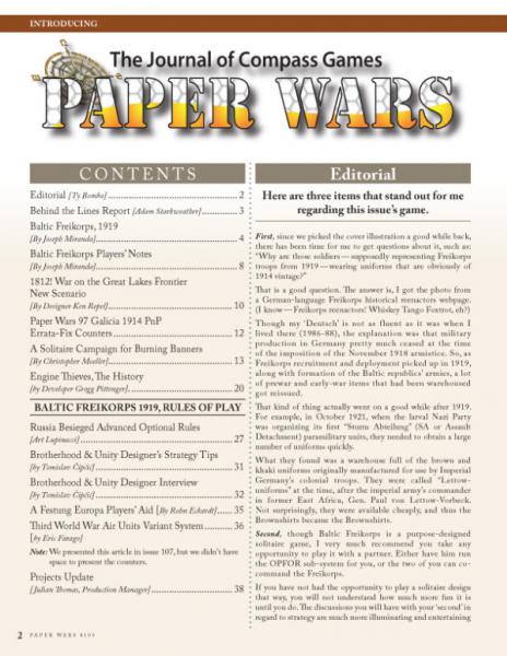 Paper Wars Magazin 109: Magazine & Game (Baltic Freikorps, 1919)