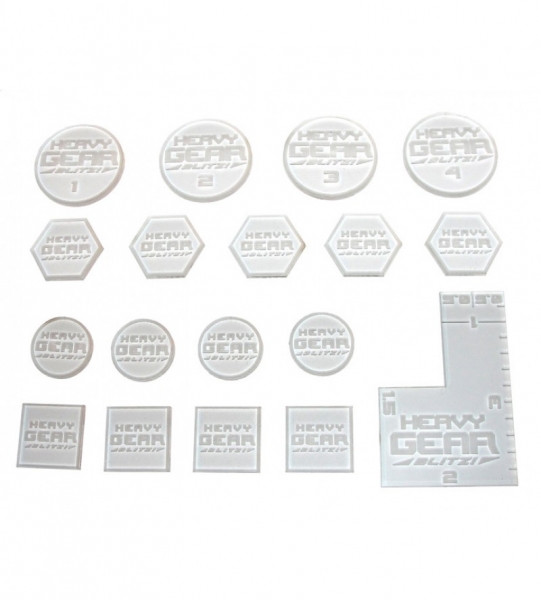 HGB Generic Commander Tokens Pack (17 HGB logo laser etched & cut clear acrylic tokens,&mini height