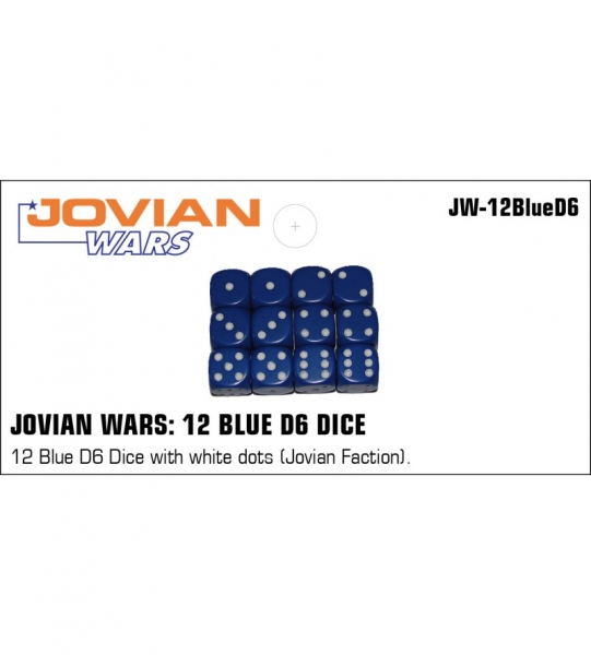 Jovian: 12mm D6 Blue Dice with white dots x12