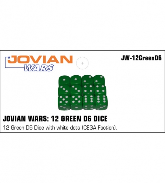 CEGA: 12mm D6 Green Dice with white dots x12