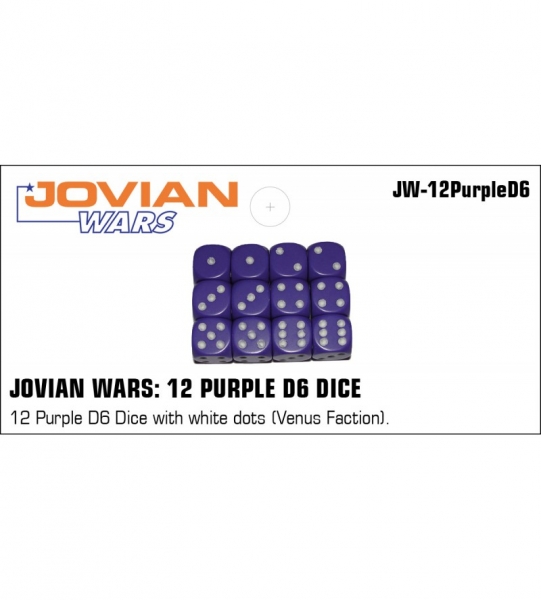 Venus: 12mm D6 Purple Dice with white dots x12