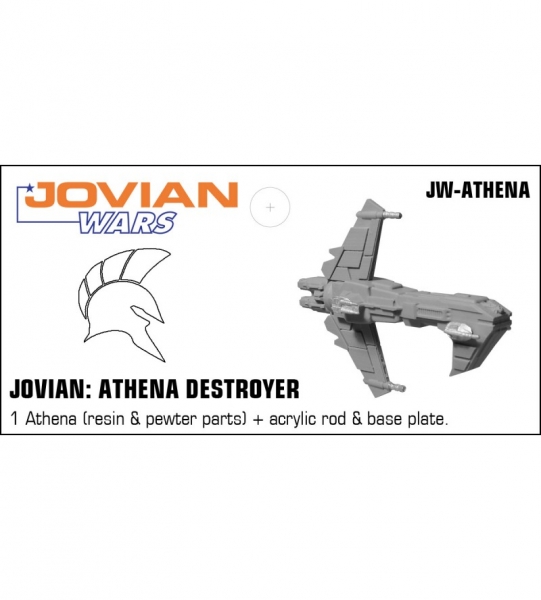Jovian: Athena Destroyer (resin spaceship with pewter parts & acrylic base)