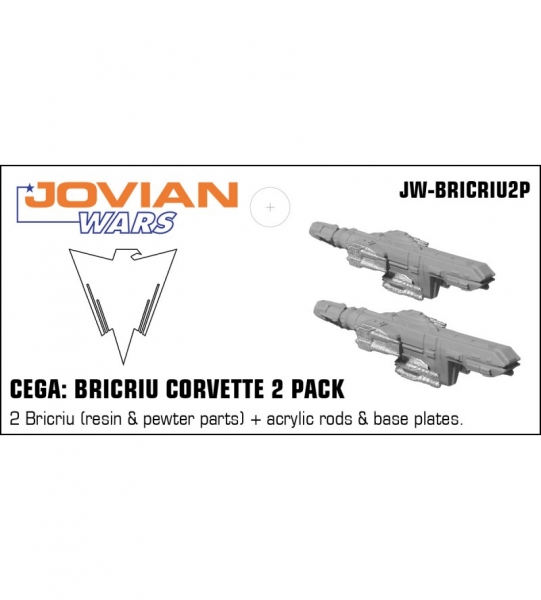 CEGA: Bricriu Corvette 2 Pack (resin spaceships with pewter parts & acrylic bases)