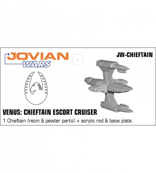 Venus: Chieftain Escort Cruiser (resin spaceship with pewter parts & acrylic base)