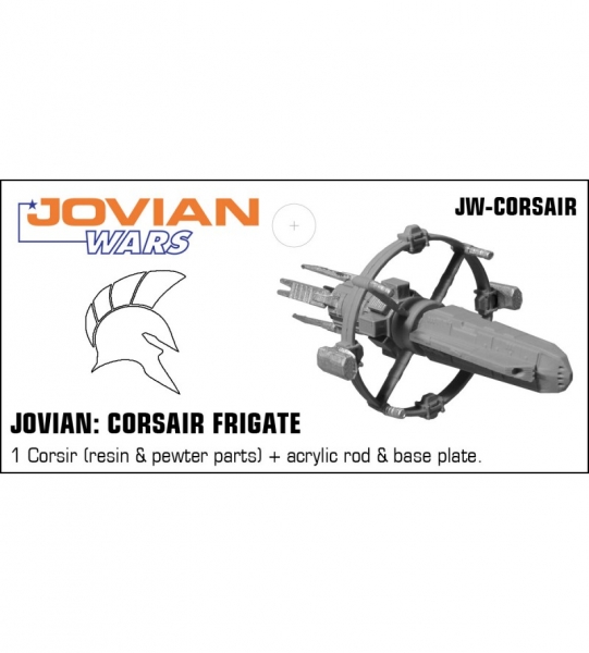 Jovian: Corsair Frigate (resin spaceship with pewter parts & acrylic base)