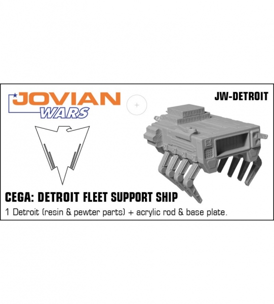 CEGA: Detroit Fleet Support Ship (resin spaceship with pewter parts & acrylic base)