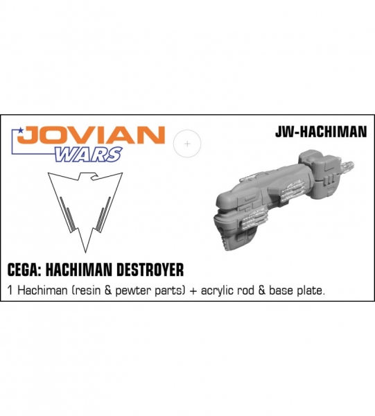 CEGA: Hachiman Destroyer (resin spaceship with pewter parts & acrylic base)