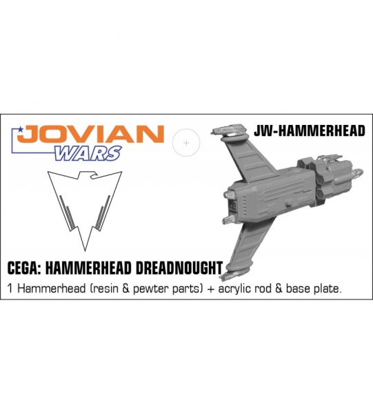 CEGA: Hammerhead Dreadnought (resin spaceship with pewter parts & acrylic base)