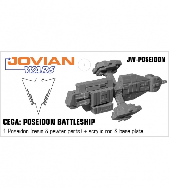 CEGA: Poseidon Battleship (resin spaceship with pewter parts & acrylic base)