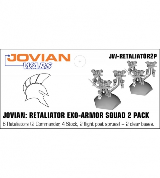 Jovian: Retaliator Exo-Armor Squad 2 Pack (6 pewter minis & squad flight bases)