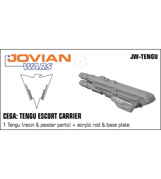 CEGA: Tengu Escort Carrier (resin spaceship with pewter parts & acrylic base)