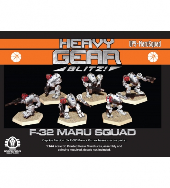 Caprice Maru Squad (6x F-32 Maru, 6 hex bases, extra parts, 3d Printed Resin Minis)