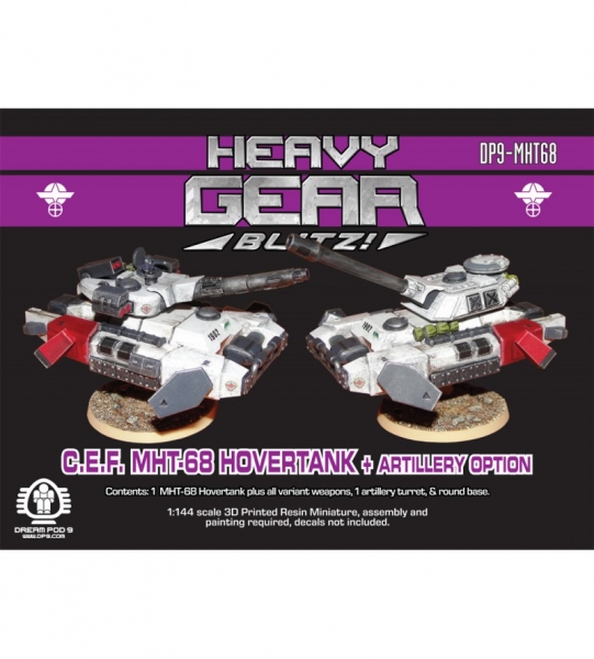 C.E.F./P.A.K. MHT-68 Hovertank + Artillery Option (1 MHT-68 + variant weapons & round base) 3d print