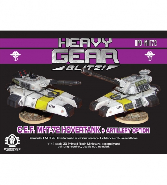 C.E.F./P.A.K. MHT-72 Hovertank + Artillery Option (1 MHT-72 + variant weapons & round base) 3d print