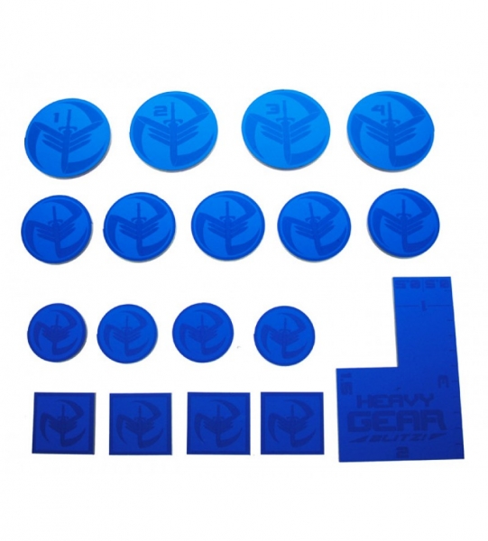 NuCoal Commander TokensPack (17 NuCoal logo laser etched & cut dark blue acrylic tokens,&mini height