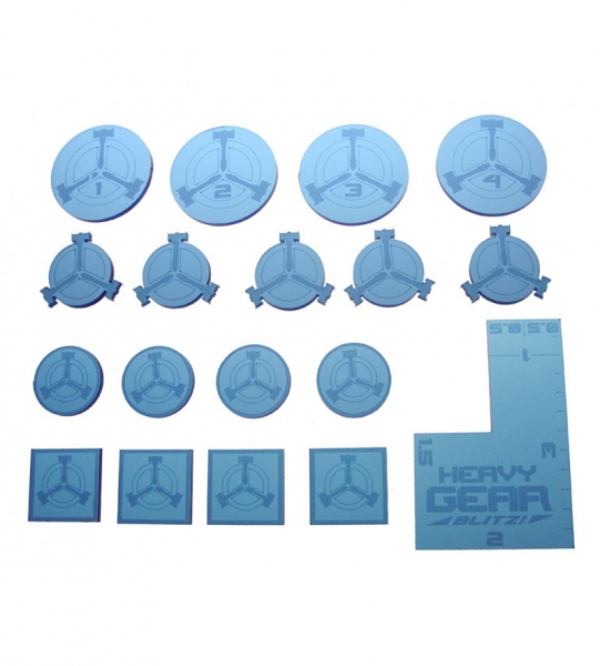 Northern Commander Tokens Pack (17 North logo laser etched & cut blue acrylic tokens, & mini height