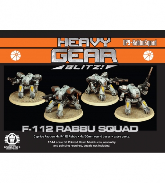 Caprice Rabbu Squad (4x F-112 Rabbu, 4 round 50mm bases, extra parts, 3d Printed Resin Minis)