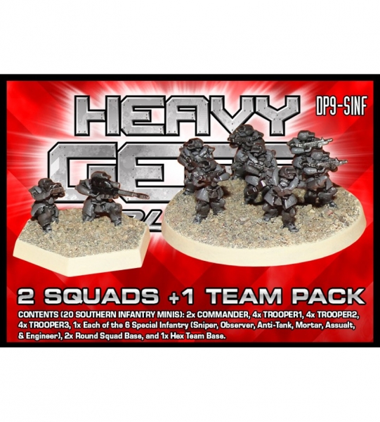 Southern Infantry 2 Squads + 1 Team Pack (14x Infantry, 6x Special Inf., 2x round + 1x hex base) - m