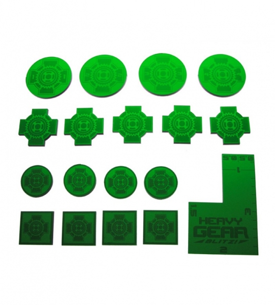 Utopia Commander TokensPack (17 Utopia logo laser etched & cut green acrylic tokens,&mini height too