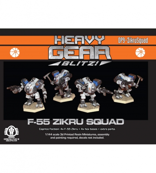 Caprice Zikru Squad (4x F-55 Zikru, 4 hex bases, extra parts, 3d Printed Resin Minis)