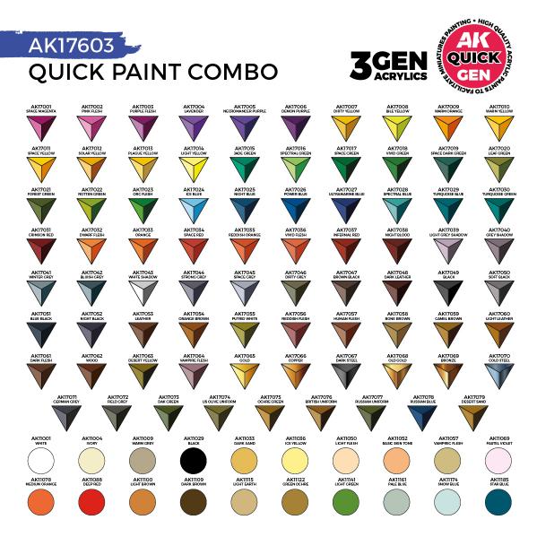 AK-Interactive: Quick Gen Acrylic Contrast -Quick Paint Combo Set 100 Colors (80 Quick Gen+20 Acryli