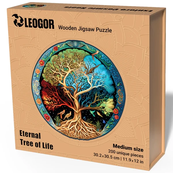 200 Piece Wooden Puzzle for Adults - Eternal Tree of Life puzzle with animal shaped pieces (11.9 x 1