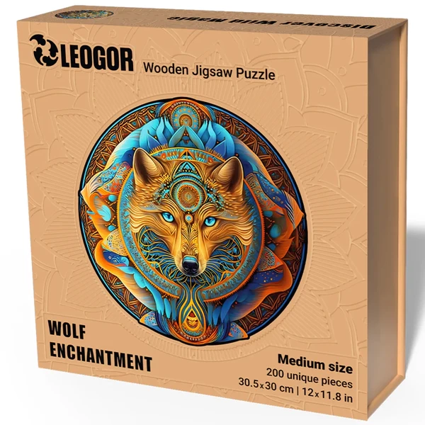200 Piece High-Quality Wooden Puzzle for Adults – Wolf Wood Jigsaw Puzzle with Animal Shaped Piece