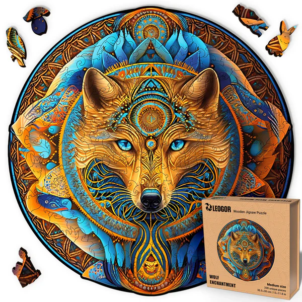 200 Piece High-Quality Wooden Puzzle for Adults – Wolf Wood Jigsaw Puzzle with Animal Shaped Pieces