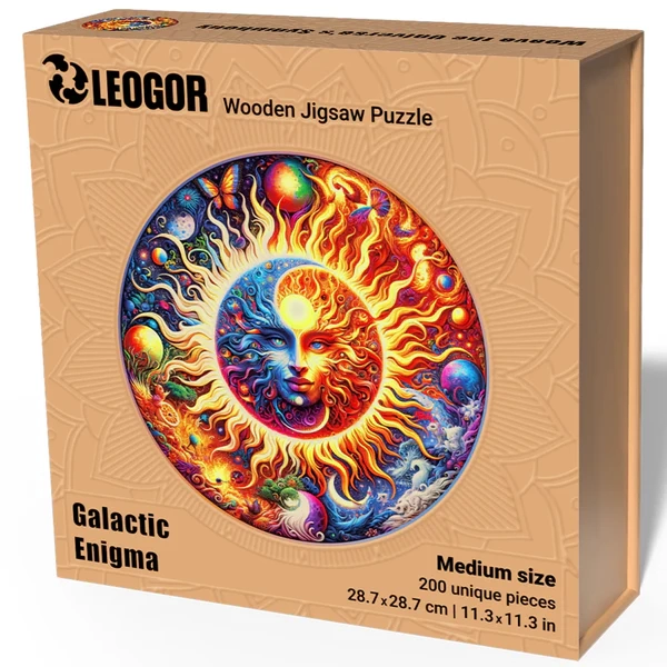 200 Piece Round Wooden Puzzle for Adults with Unique-Shaped Pieces, Galactic Enigma (11.3 x 11.3 in)