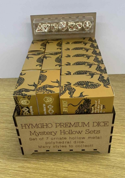 Filled Mystery Dice Sets Display - Hollow Metal Ornate Sets