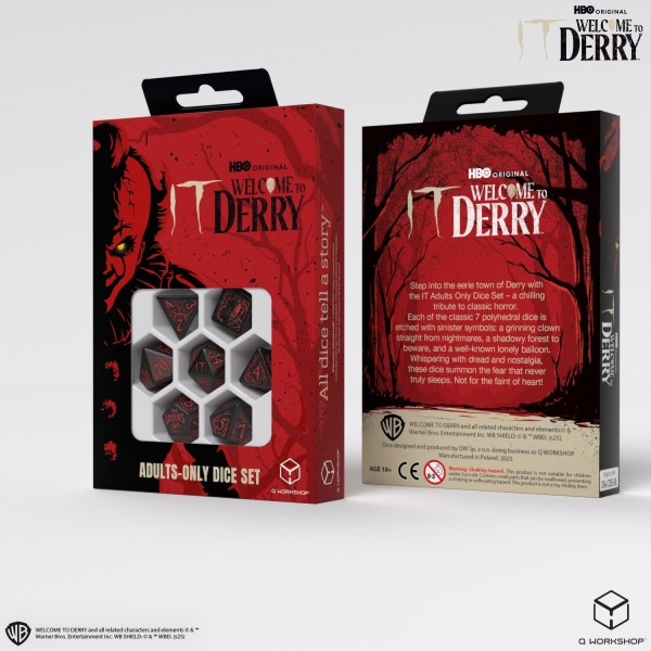 Q-Workshop: It. Welcome to Derry. Adults-only dice set.