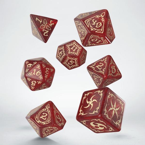 Q-Workshop: Tribal Dice Set: Shimmering Red & Beige