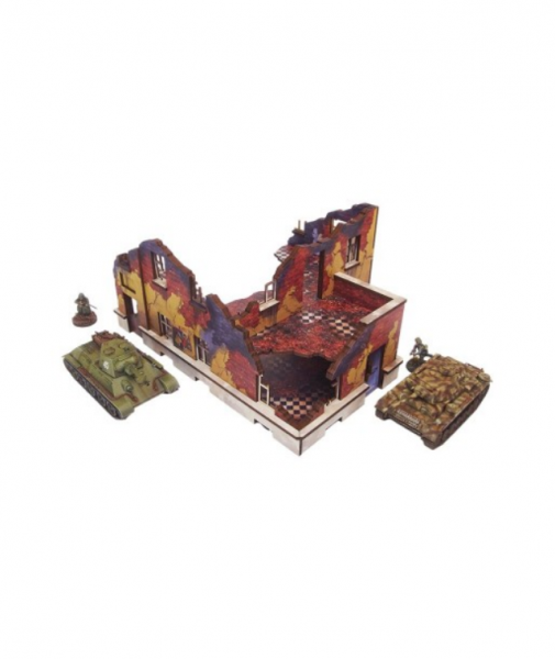 WW2 Prepainted Scenery 28mm: Ostfront Village - Stalingrad School Left with Balcony