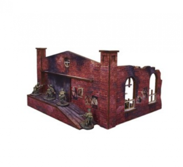 WW2 Prepainted Scenery 28mm: Ostfront Village - Stalingrad Factory Back with Ramp