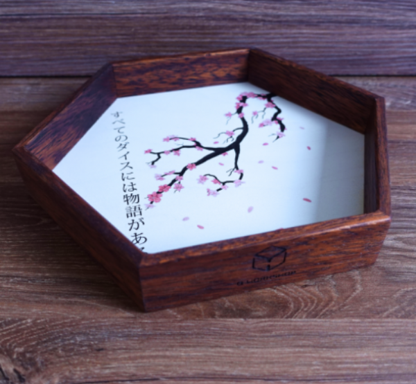 Dice Accessories: Kanji Wooden Dice Tray