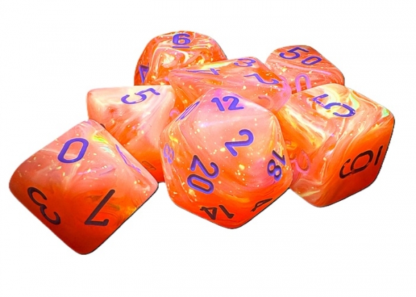 Chessex: Mega Hedrals - Festive Dahlia/White Luminary Set (7)