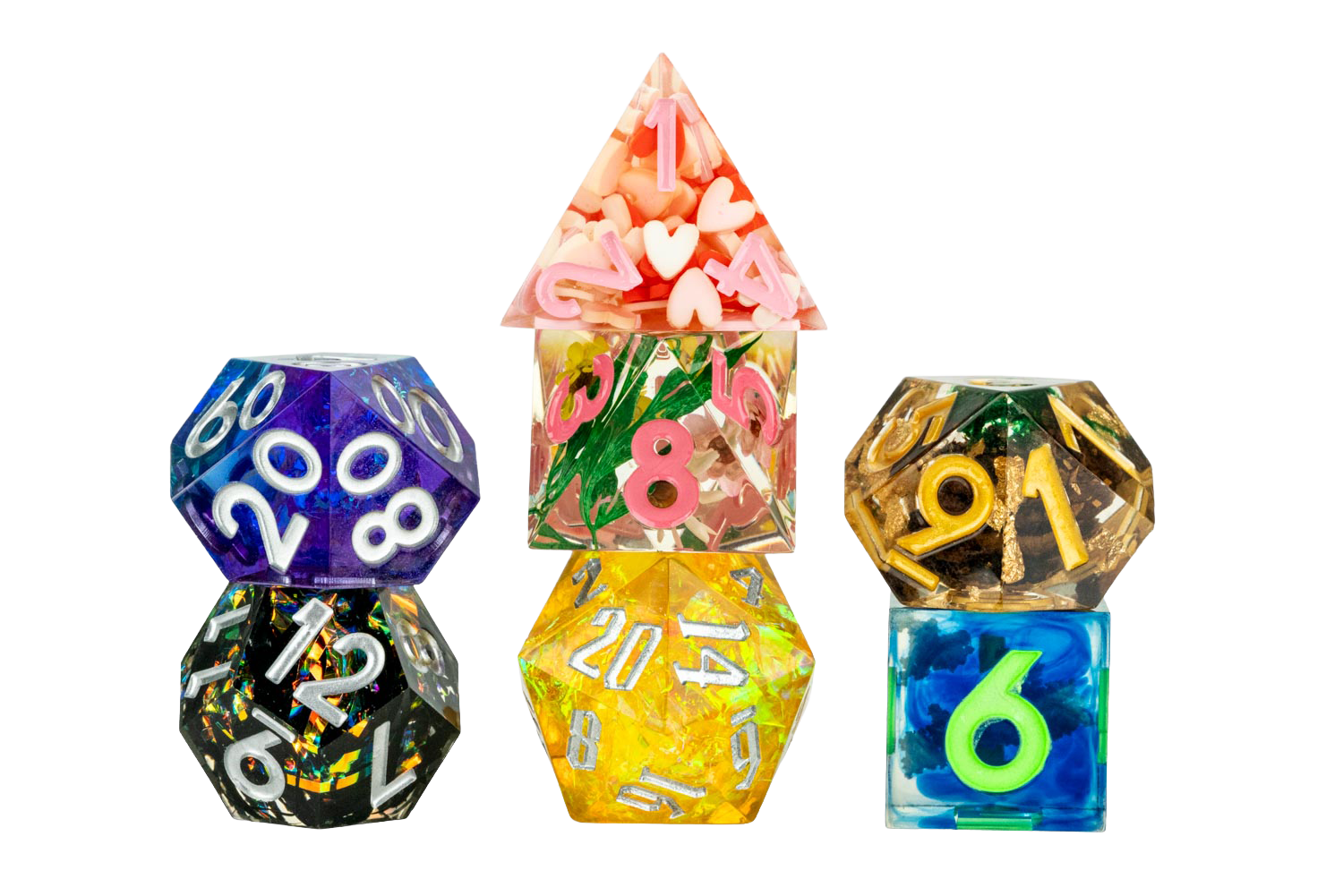 Mystery Misfit Sharp Edge Resin Polyhedral Dice Set