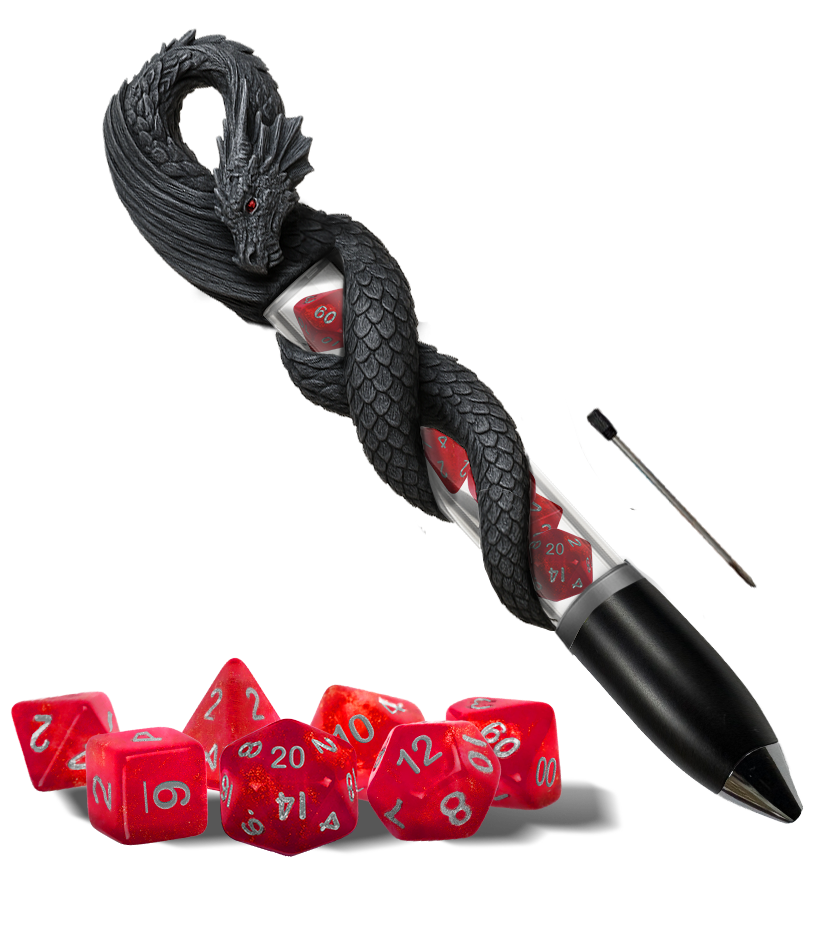 Dragon Dice Pen with Mini Dice Set and Character Sheet