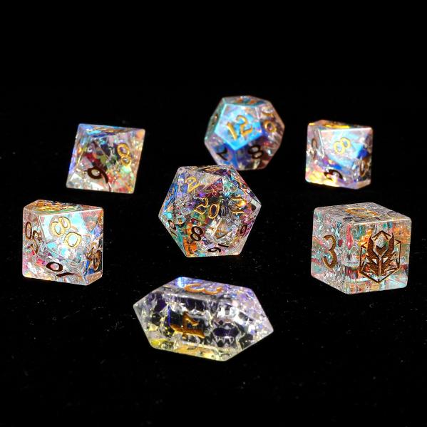Dragon's Hoard Gemstone Dice Set - Blasted K9 Crystal