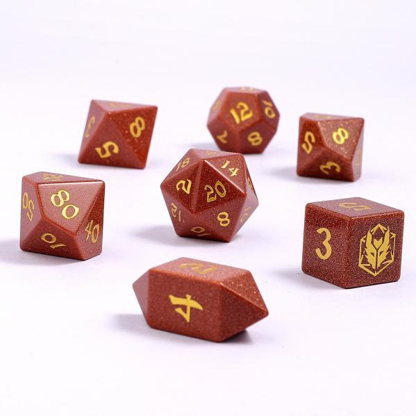 Dragon's Hoard Gemstone Dice Set - Gold Sandstone