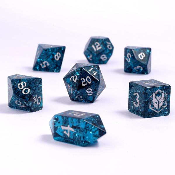 Dragon Hoard Glass Dice Set - Blasted Dark Blue