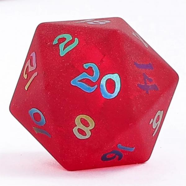 Blasted Frosted Glass Dice Set - Red