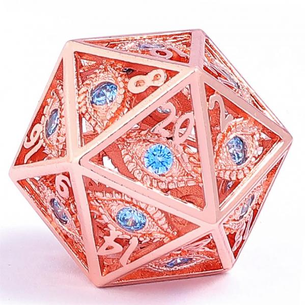 Dragon's Eye Hollow Metal Dice Set -  Aqua Blue Gems