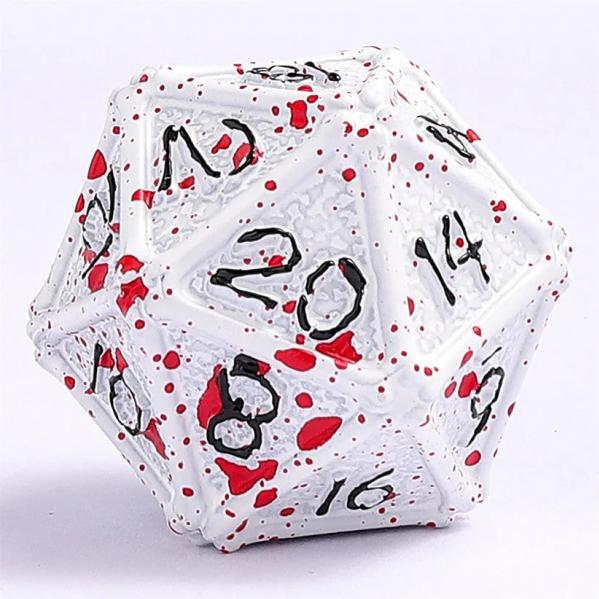Bone Collector Solid Metal Dice Set - White w/Blood Splatters