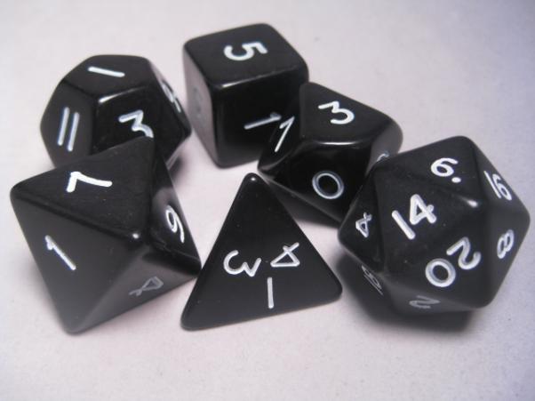 Jumbo RPG Dice Sets: Black/White Opaque Polyhedral 6-Die Set