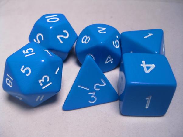 Jumbo RPG Dice Sets: Blue/White Opaque Polyhedral 6-Die Set