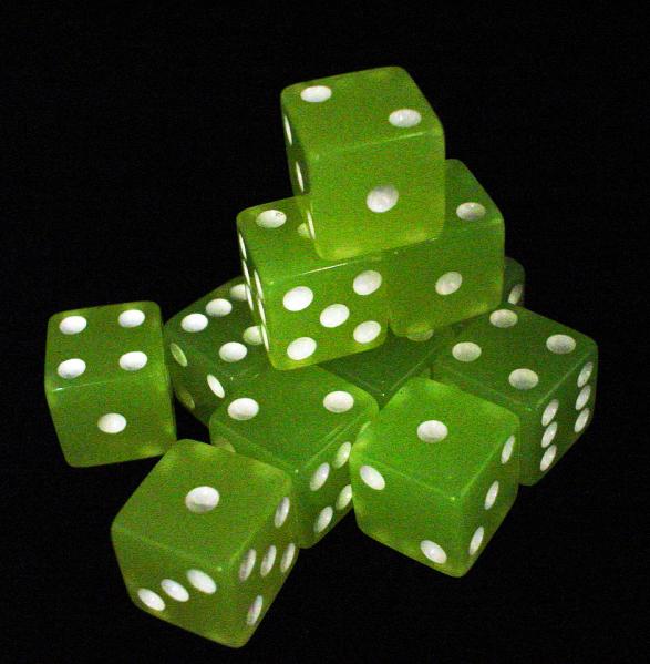 Koplow Glow in the Dark Dice: Lemon 16mm D6 (12)