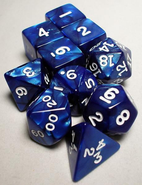 Koplow RPG Dice Sets: Navy/White Pearlized Polyhedral 10-Die Set